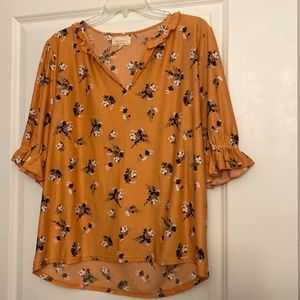 Melloday Nordstrom Blouse Short Sleeve Floral